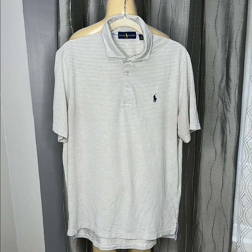 Polo by Ralph Lauren Gray Striped Men's Polo Shirt Sz L